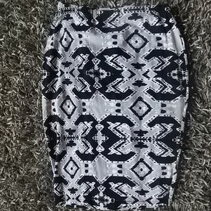 Cotton Aztec print bodycon skirt